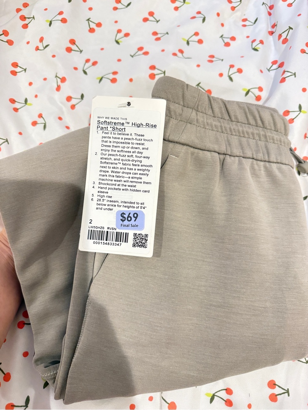 Lululemon Softstreme High-Rise Pant Short Size 2 Riverstone NWT